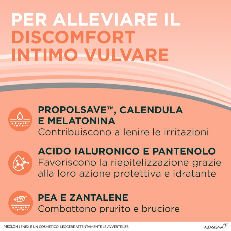 Meclon Lenex, Crema  vaginale esterna, Emulgel a Base di Sostanze di Origine Naturale Come Calendula, Propolsave, Acido Ialuronico e Melatonina, Lenisce, Protegge e Aiuta a Prevenire Nuove Infiammazioni, 50 ml