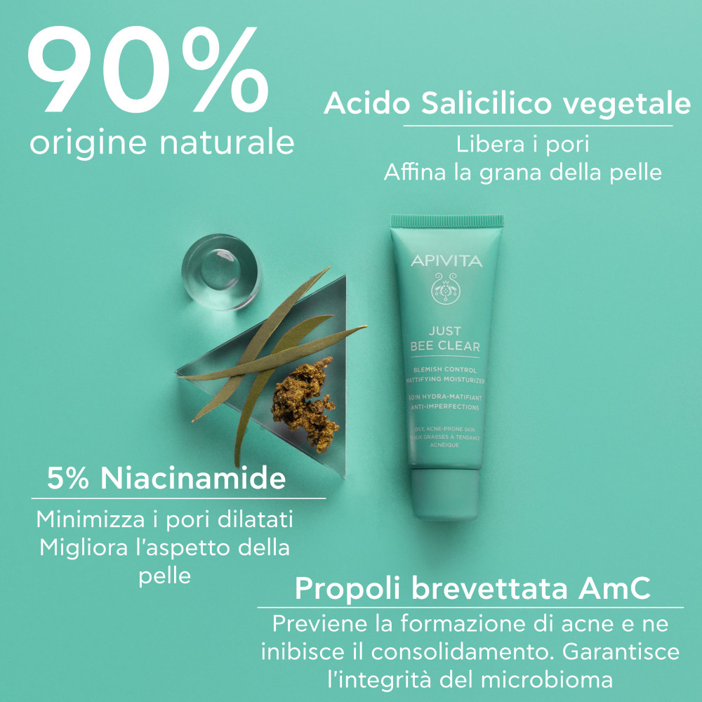 Apivita Just Bee Clear Crema Idratante Opacizzante Anti-Imperfezioni 
