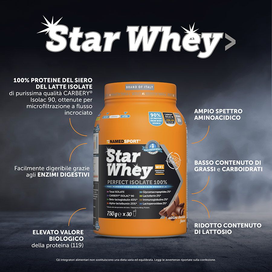 Named Sport Star Whey Isolate Gusto Sublime Chocolate - Proteine Del Siero Del Latte 750 g