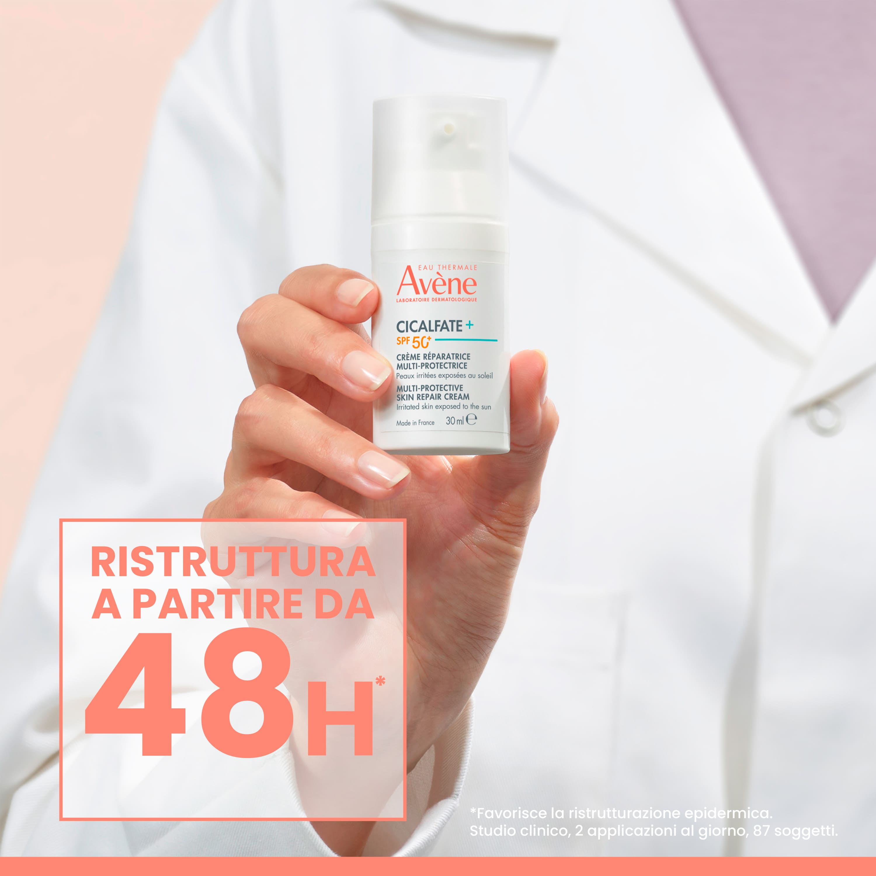 Eau Thermale Avène Cicalfate+ Crema ristrutturante multi-protettiva SPF 50+, efficacia contro i segni residui, Pelle fragilizzata esposta al sole, 30ml