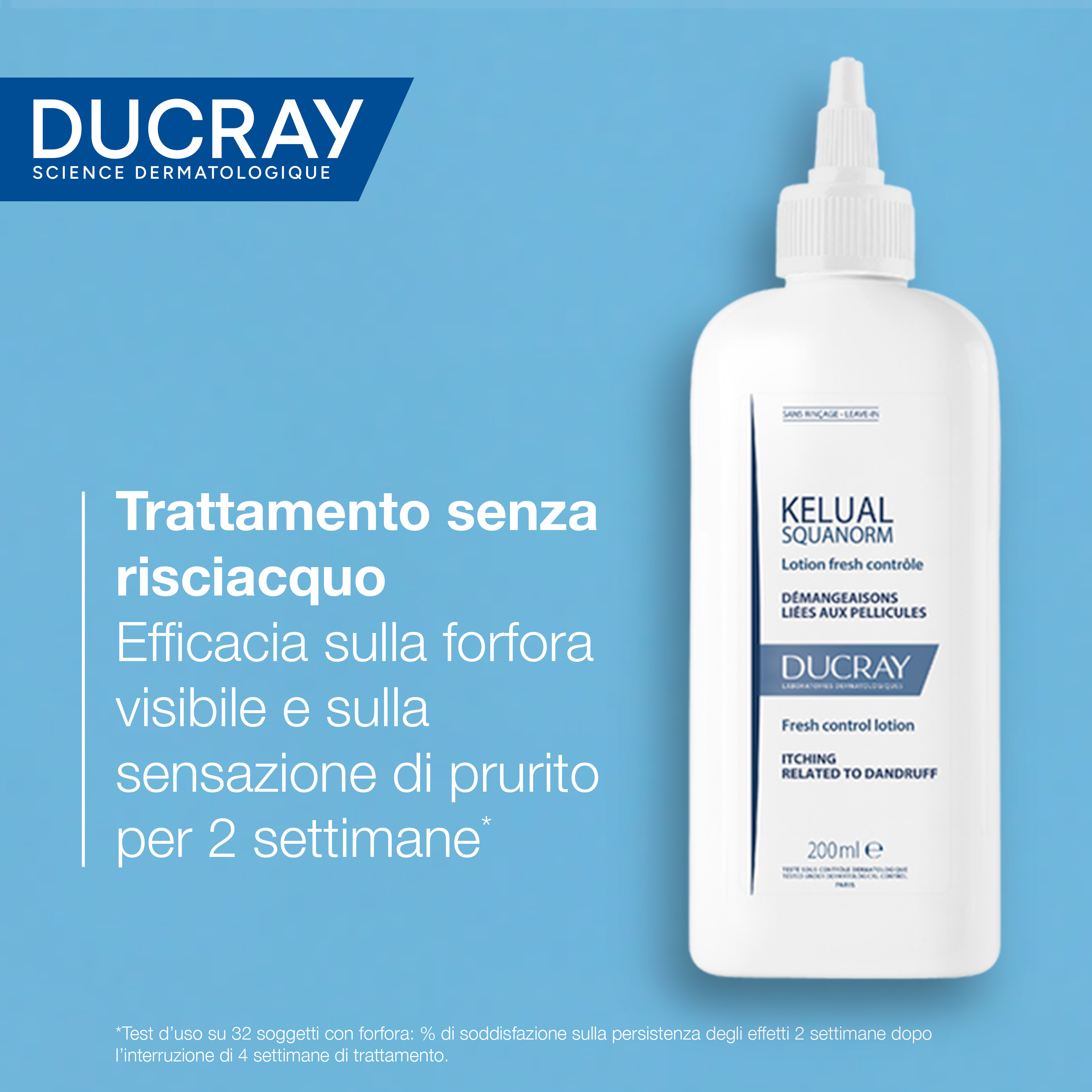 Ducray Kelual Squanorm Fresh Control Lozione, Elimina la Forfora e Lenisce la Sensazione di Prurito, 200ml 
