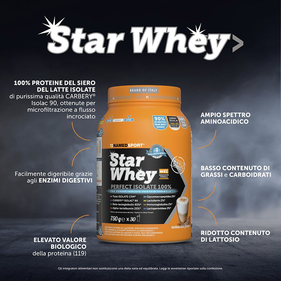 Named Sport Star Whey Isolate Gusto Mokaccino Cream 750 g - Proteine Del Siero Del Latte Isolate In Polvere