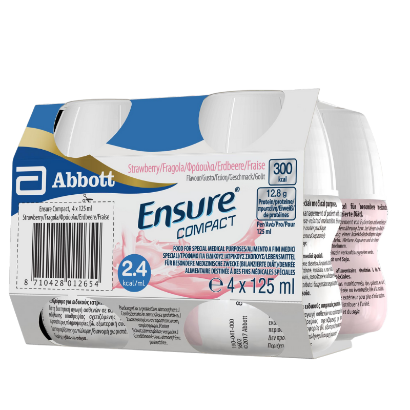 Ensure Compact Alimento a Fini Medici Speciali Ipercalorico e Proteico Fragola 4x125ml