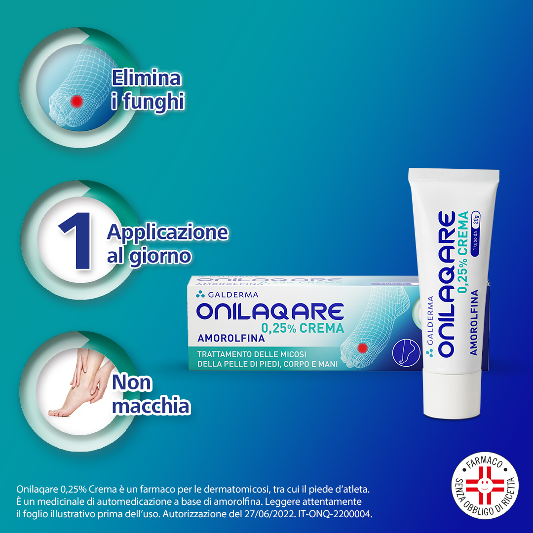 Onilaqare 0.25% crema contro la micosi per uso topico 20G