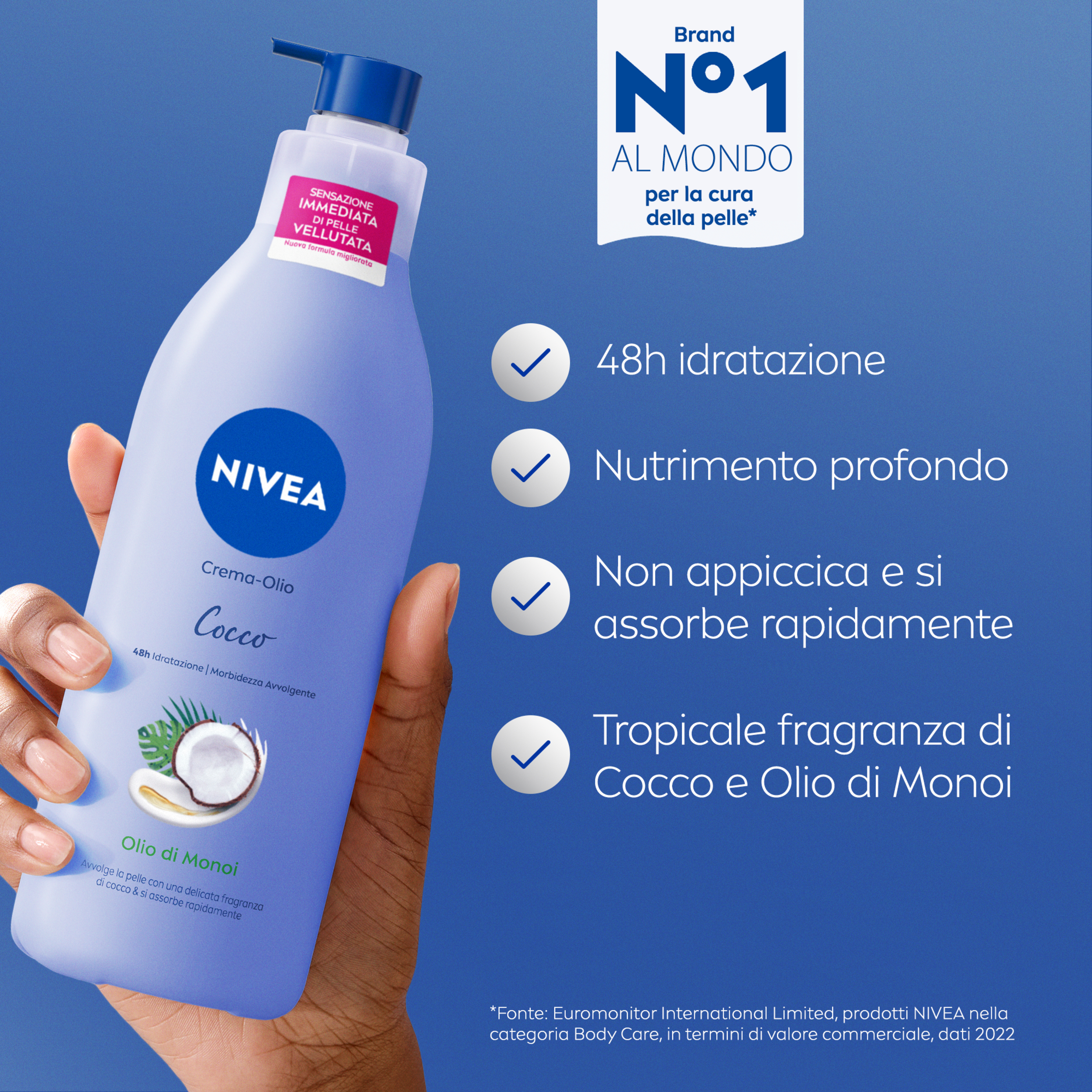 Nivea Crema-Olio Cocco & Olio di Monoi 400 ml, Crema corpo idratante 48h e profumata