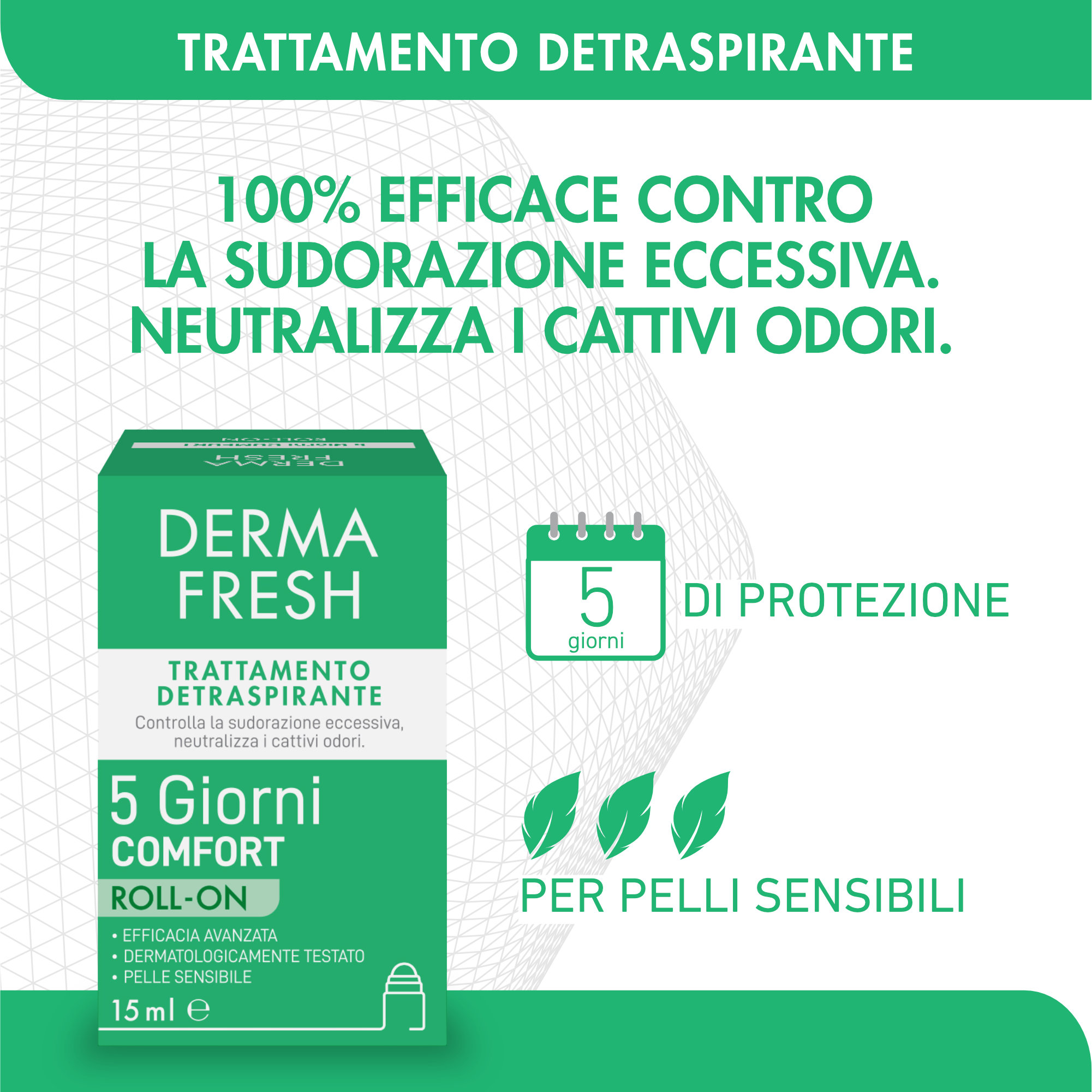 Dermafresh 5 Giorni Comfort - Trattamento Detraspirante Roll-On 15 ml