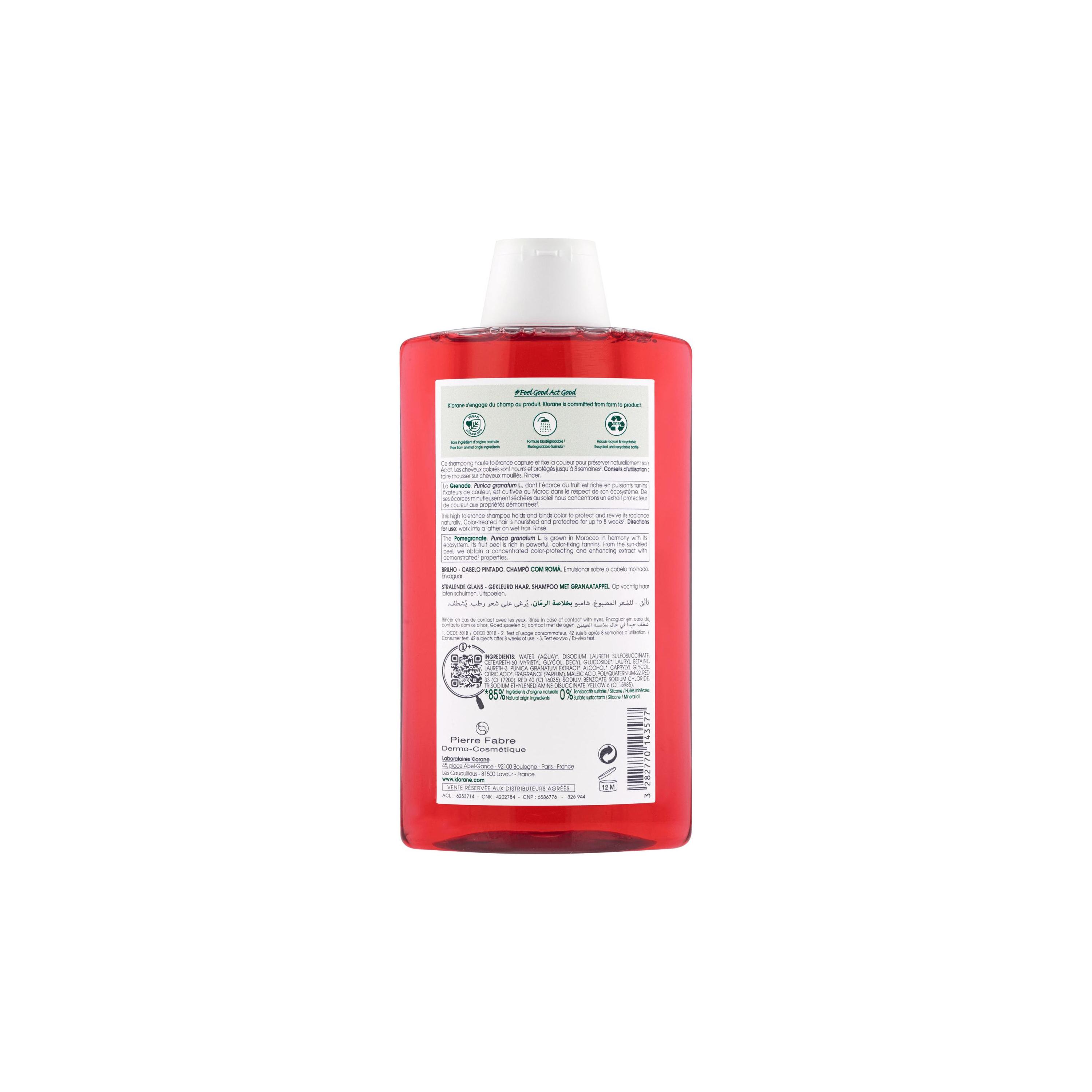 Klorane - Shampoo Al Melograno Per Capelli Colorati 400 ml