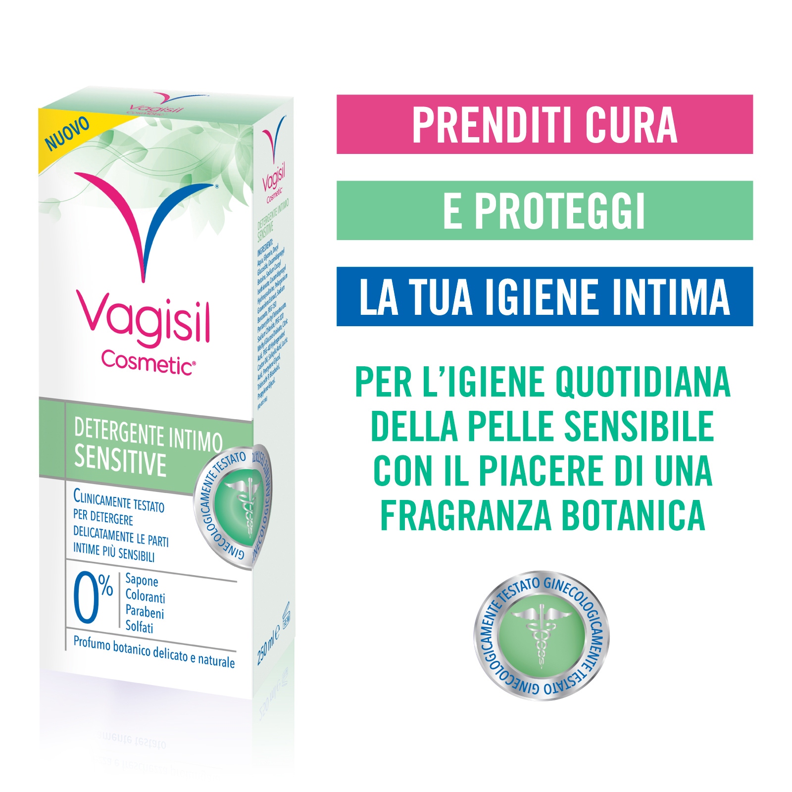 Vagisil Detergente Sensitive, Per l'Igiene Intima Quotidiana, Extra Delicato Per Pelle Sensibile, Senza Sapone. 250ml