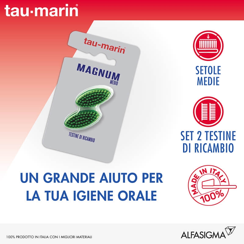 Tau-Marin Testina di Ricambio Spazzolino Magnum Medio
