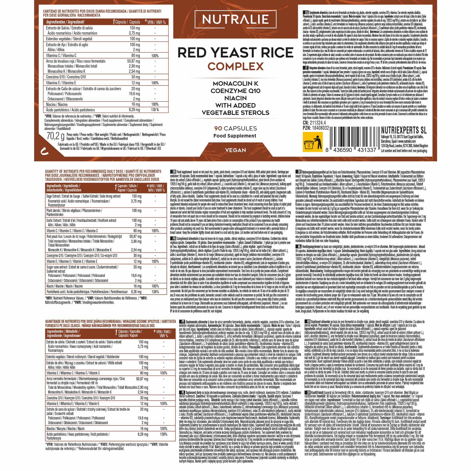 Nutralie Lievito Di Riso Rosso Complex 90 Capsule - Integratore Per Il Colesterolo