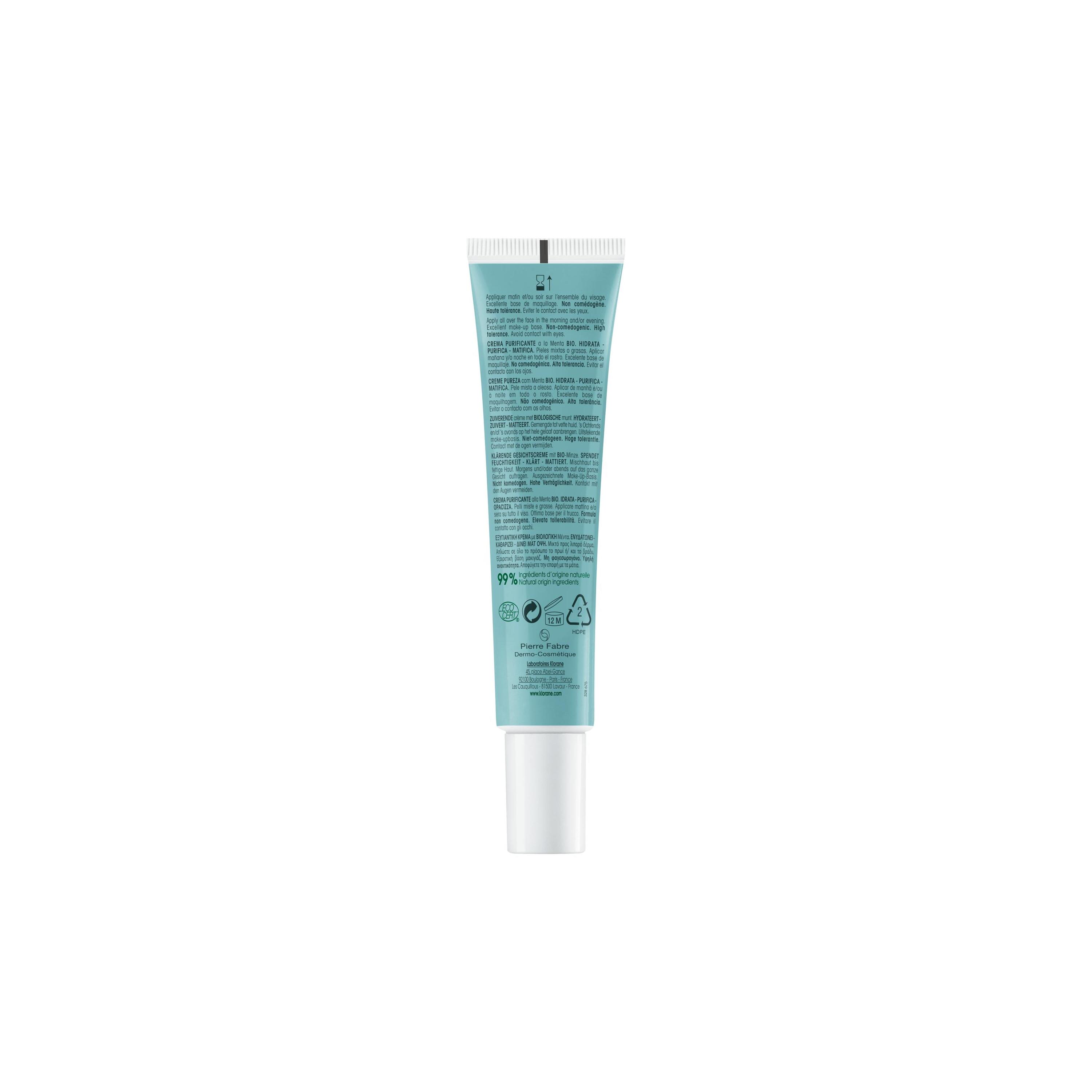 Klorane - Crema Purificante Alla Menta Acquatica Bio 40 ml