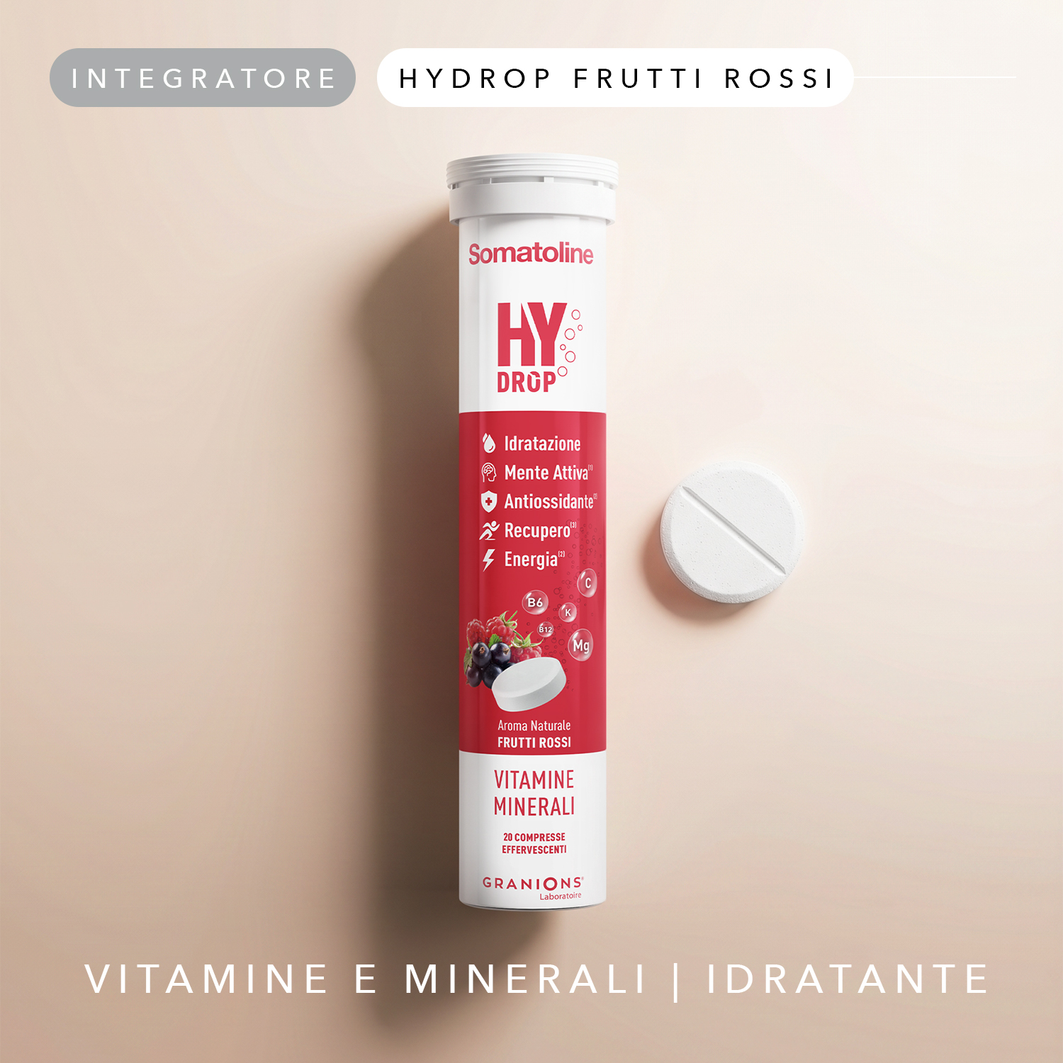 Somatoline SkinExpert Hydrop 20 Compresse Effervescenti Gusto Frutti Rossi - Integratore Per Il Metabolismo Energetico