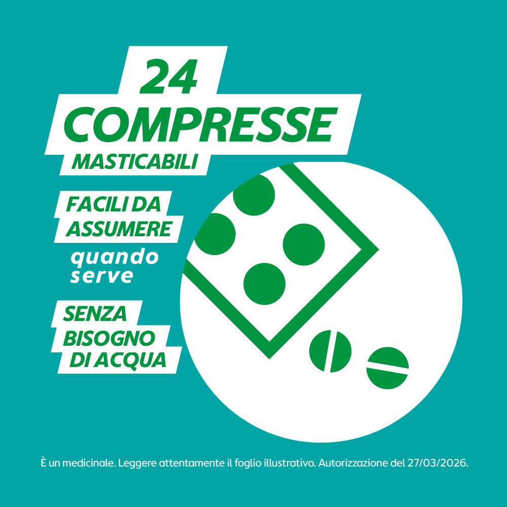 Gaviscon 500 mg + 267 mg - 24 Compresse Masticabili Gusto Menta Contro Bruciore E Acidità Di Stomaco E Sintomi Del Reflusso Gastroesofageo