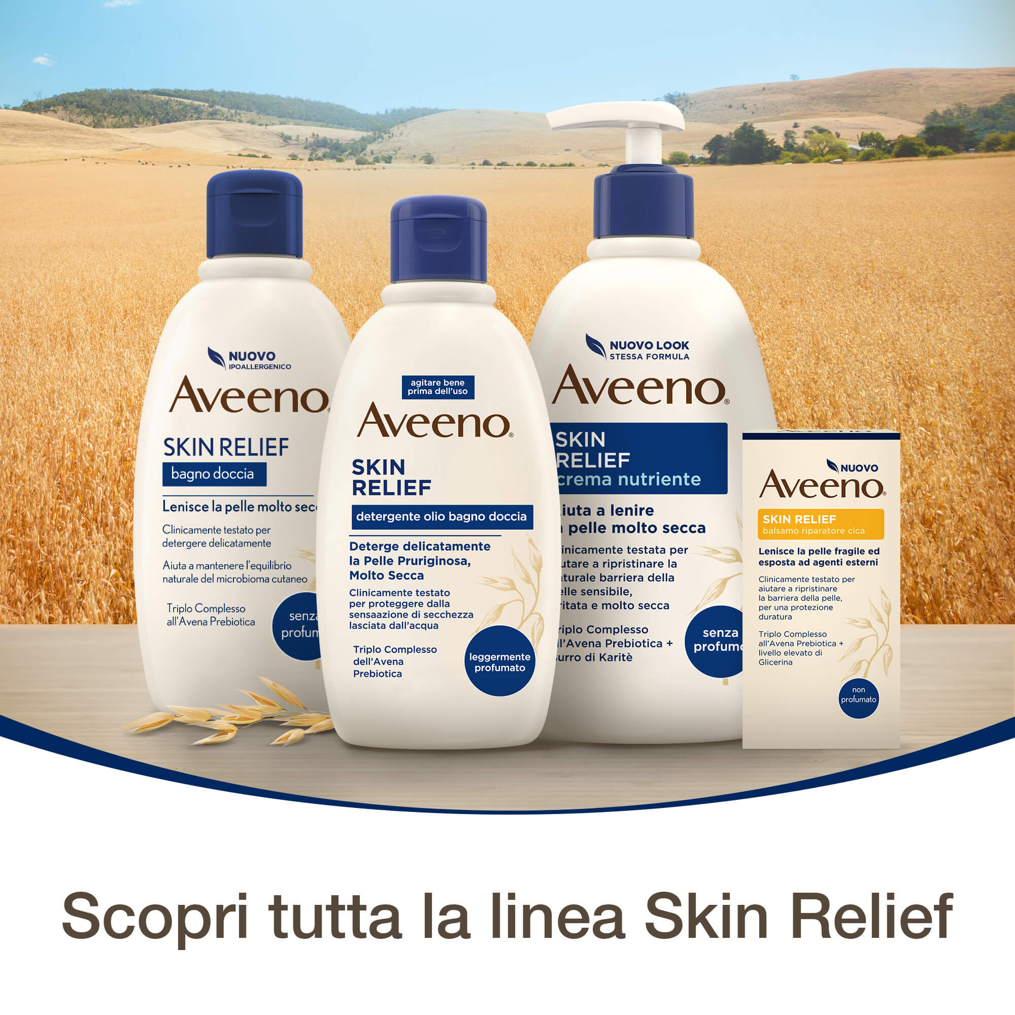 Aveeno, Balsamo Riparatore Lenitivo Cica, Skin Relief, Pelle da Secca a Molto Secca, 50ml
