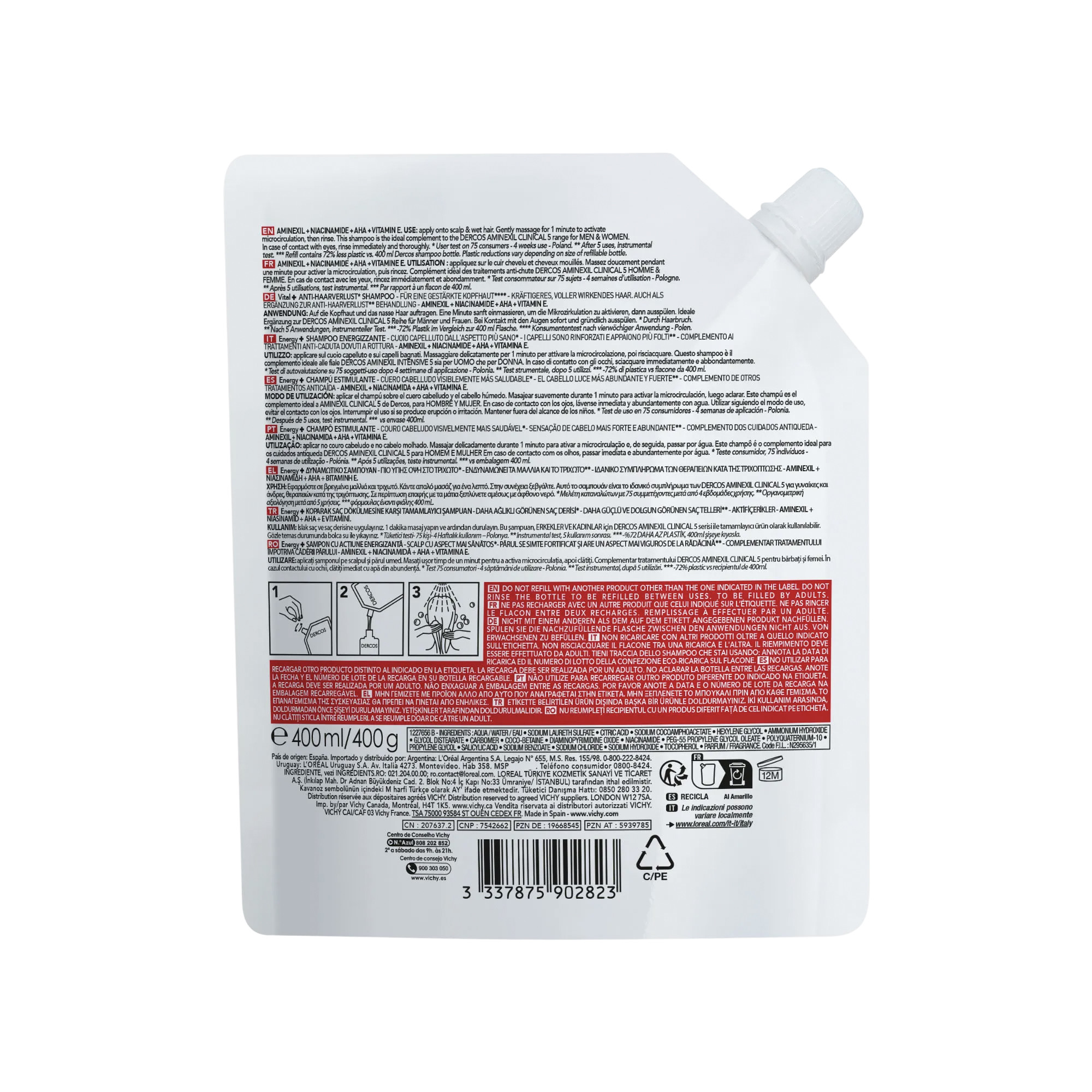 Vichy Dercos Technique - Energy+ Shampoo Energizzante Eco-Ricarica 400 ml