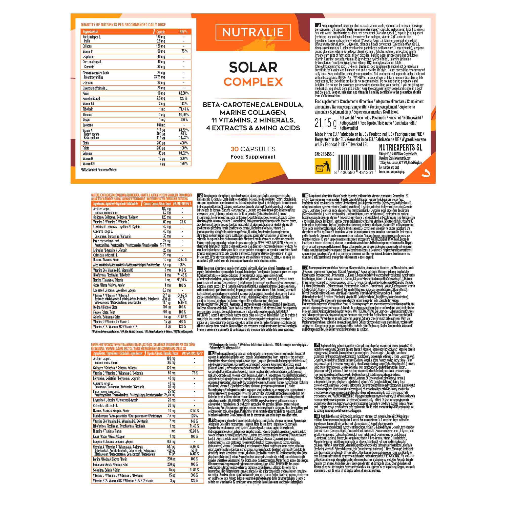 Nutralie Solar Complex 30 Capsule - Integratore Per L'Abbronzatura