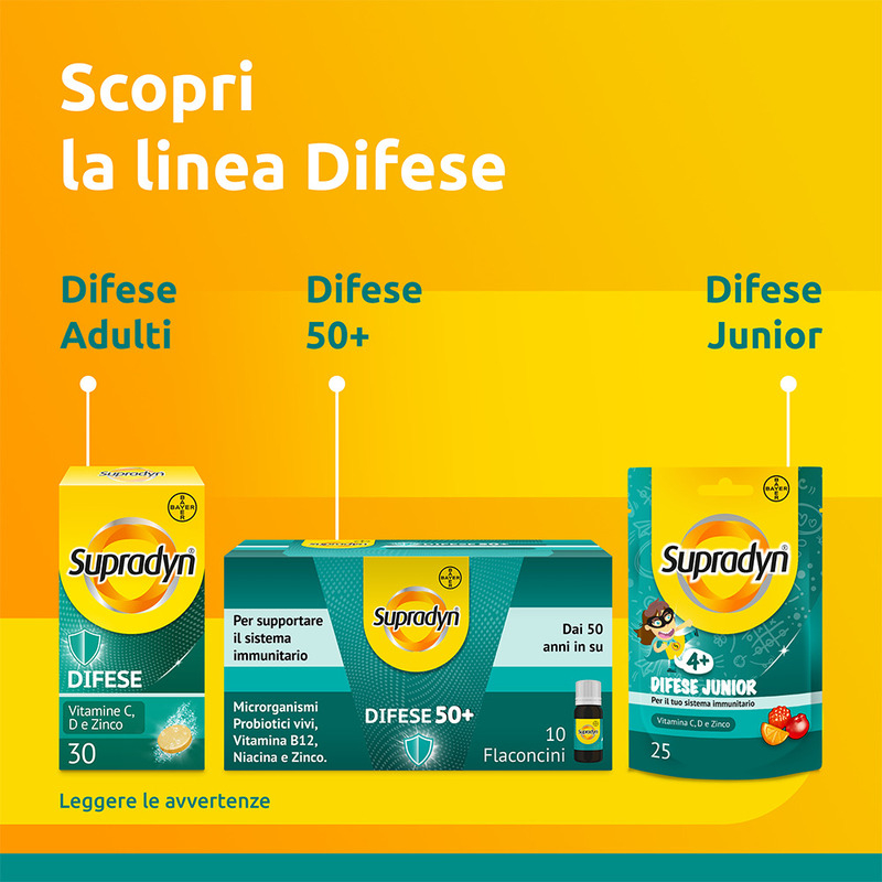 Supradyn Difese Integratore Multivitaminico  con Vitamina D, Vitamina C e Zinco, per il Sistema Immunitario, 15 Compresse Effervescenti