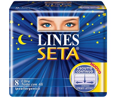 Lines Seta Ultra Notte Assorbente Con Le Ali 8 Pezzi