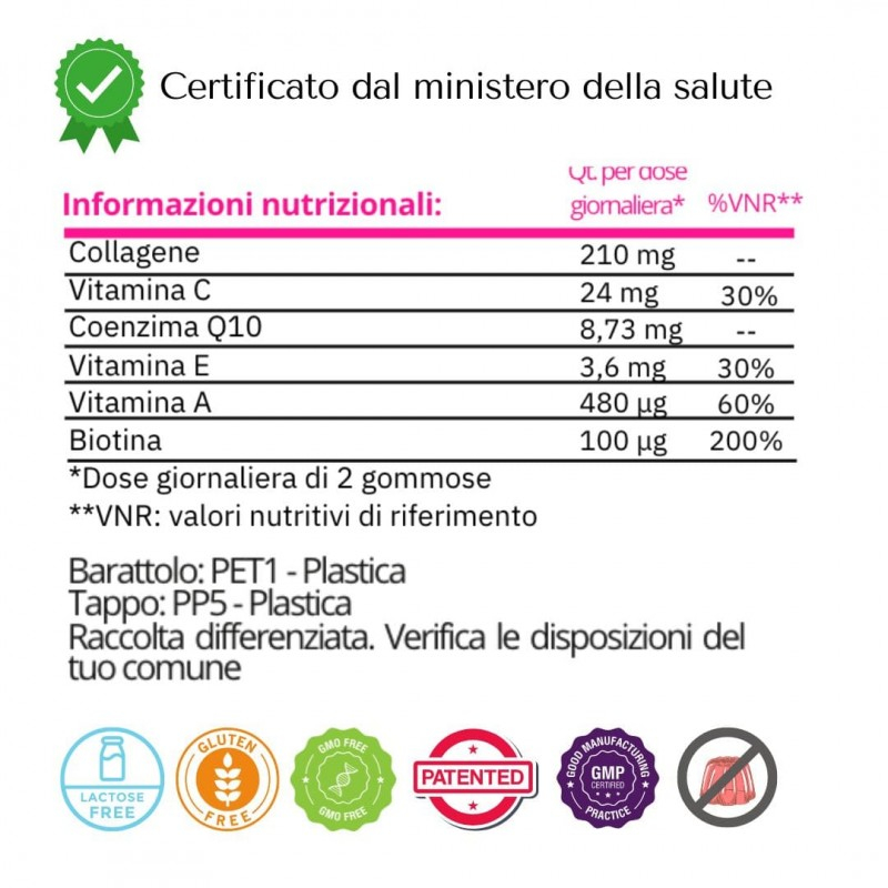 Sabbia Natural BEAUTY per il benessere di pelle, capelli e unghie - 60 GOMMOSE gusto FRUTTI DI BOSCO