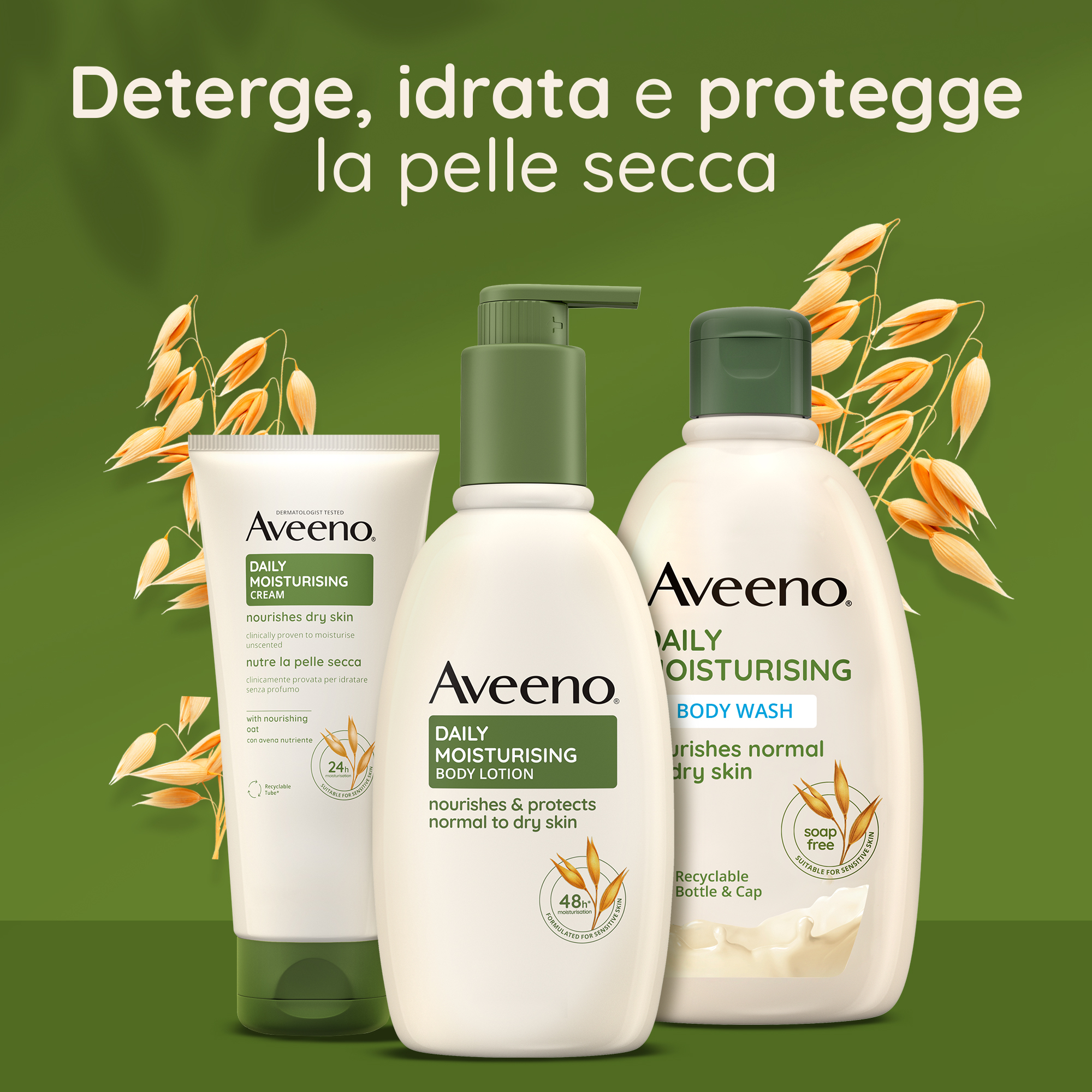 Aveeno Daily Moisturising Crema Idratante 100 ml, Crema corpo per pelli da normali a secche