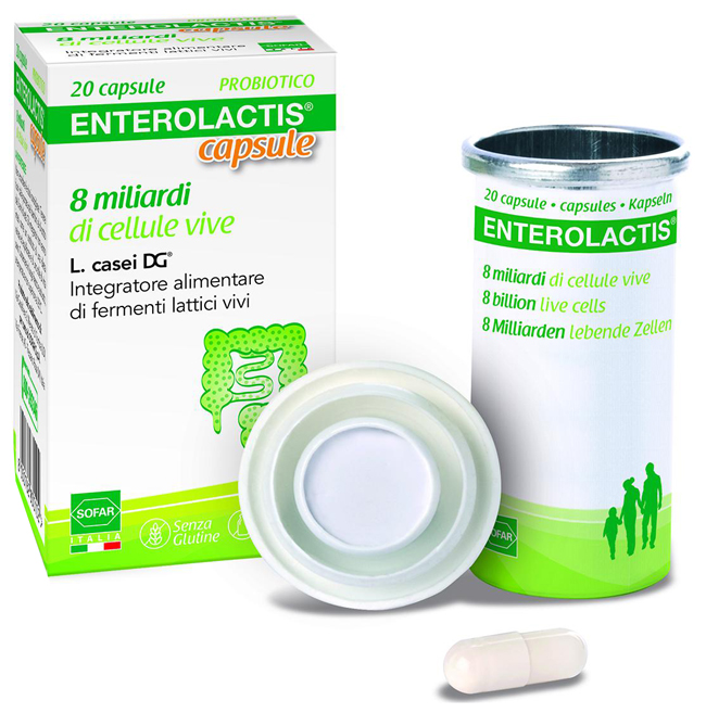 Enterolactis Orosolubile, Integratore Alimentare con Fermenti lattici, probiotici L, Casei DG, 8 Miliardi Cellule Vive, Con Fruttosio, Senza Glutine e Lattosio, 12 Bustine Orosolubili, Gusto Vaniglia