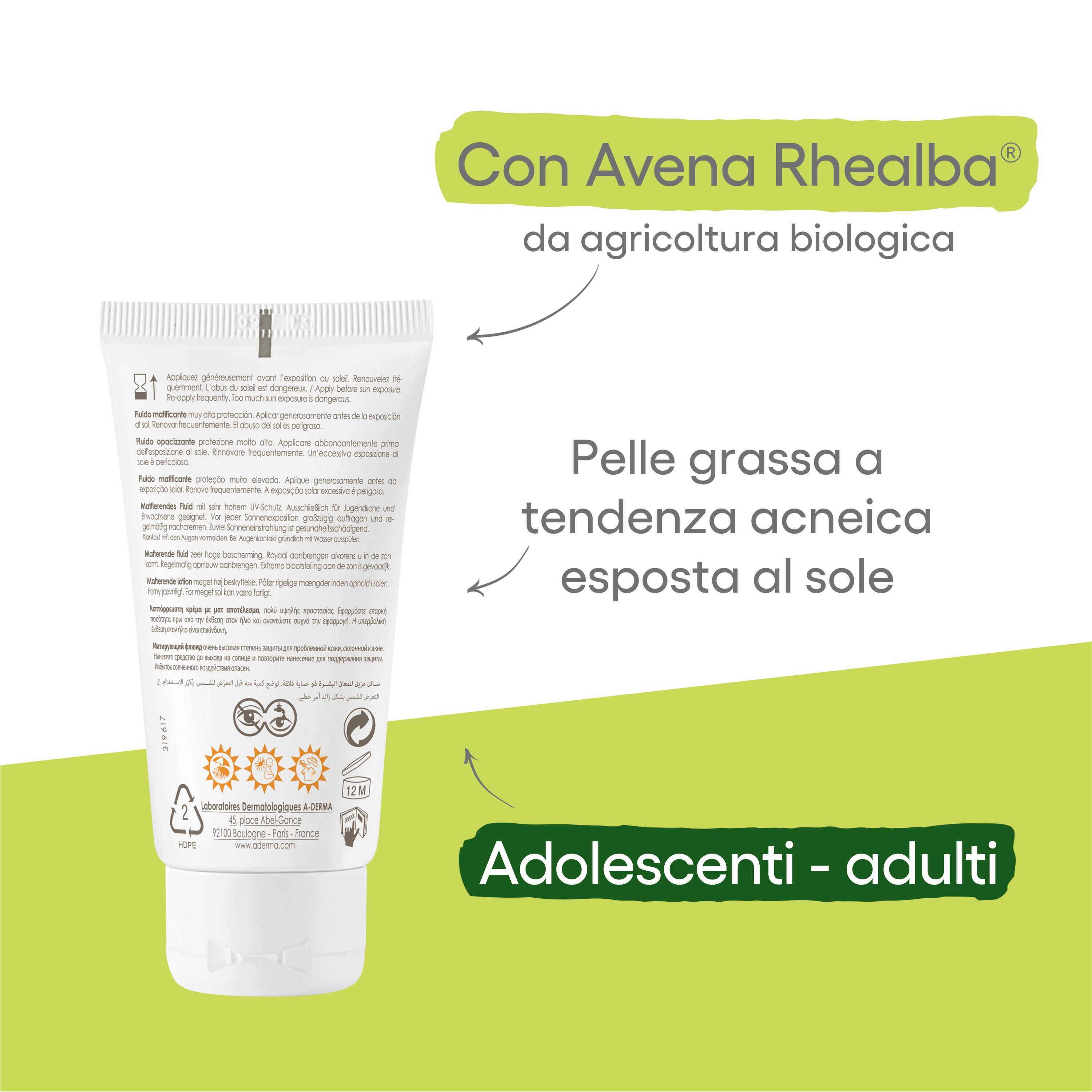 A-Derma Protect AC Fluido Solare Opacizzante SPF 50+ Tubo 40 ml