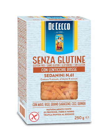 DE CECCO Sedanini n.61 con Lenticchie Rosse 250g
