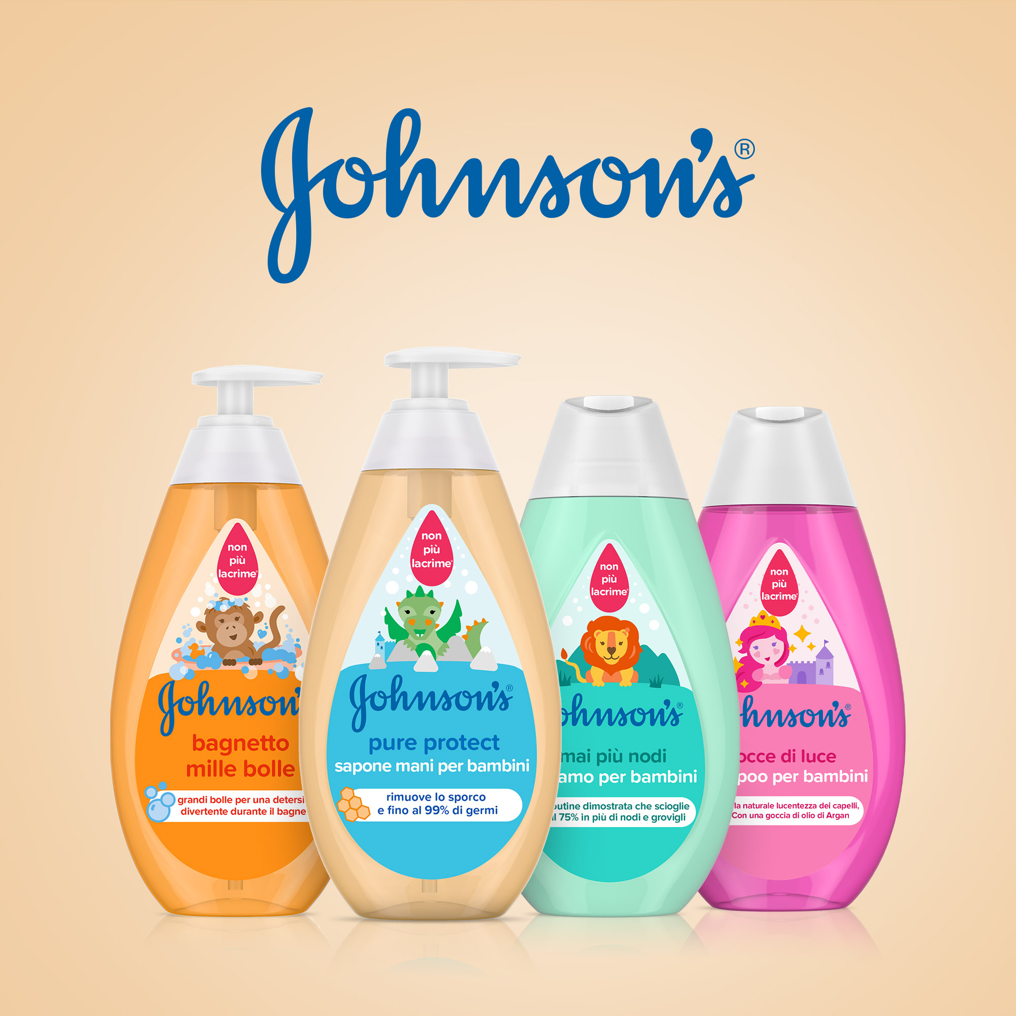 JOHNSON’S Baby, Sapone Mani per Bambini, Pure Protect, Senza Coloranti Alcol e Sapone, Non Più Lacrime, 300ml