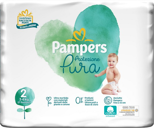 PAMPERS Protezione Pura 27 pannolini Taglia 2-MINI (2-6kg)