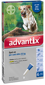 Advantix Spot-On Cani PER CANI oltre i 25 Kg fino ai 40 Kg 4 Pipette Monodose 25-40