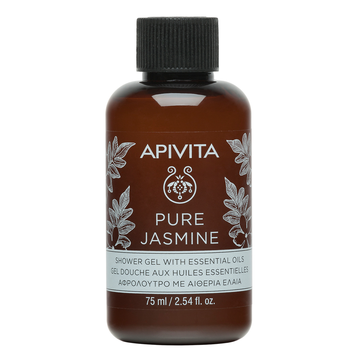 Apivita Pure Jasmine - Gel-Doccia Detergente Delicato Corpo Con Oli Essenziali Al Gelsomino E Propoli 75 ml