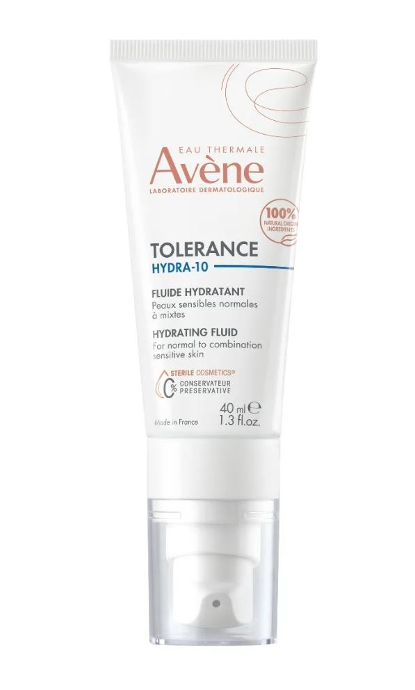 Eau Thermale Avène Tolerance Hydra 10 Fluido Idratante, 48h di idratazione, con Acido ialuronico e Acqua termale, Pelle Secca e Sensibile, Cosmetico Sterile® 40ml