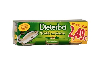 Dieterba Omogenizzato Trota 3 Vasetti da 80 g