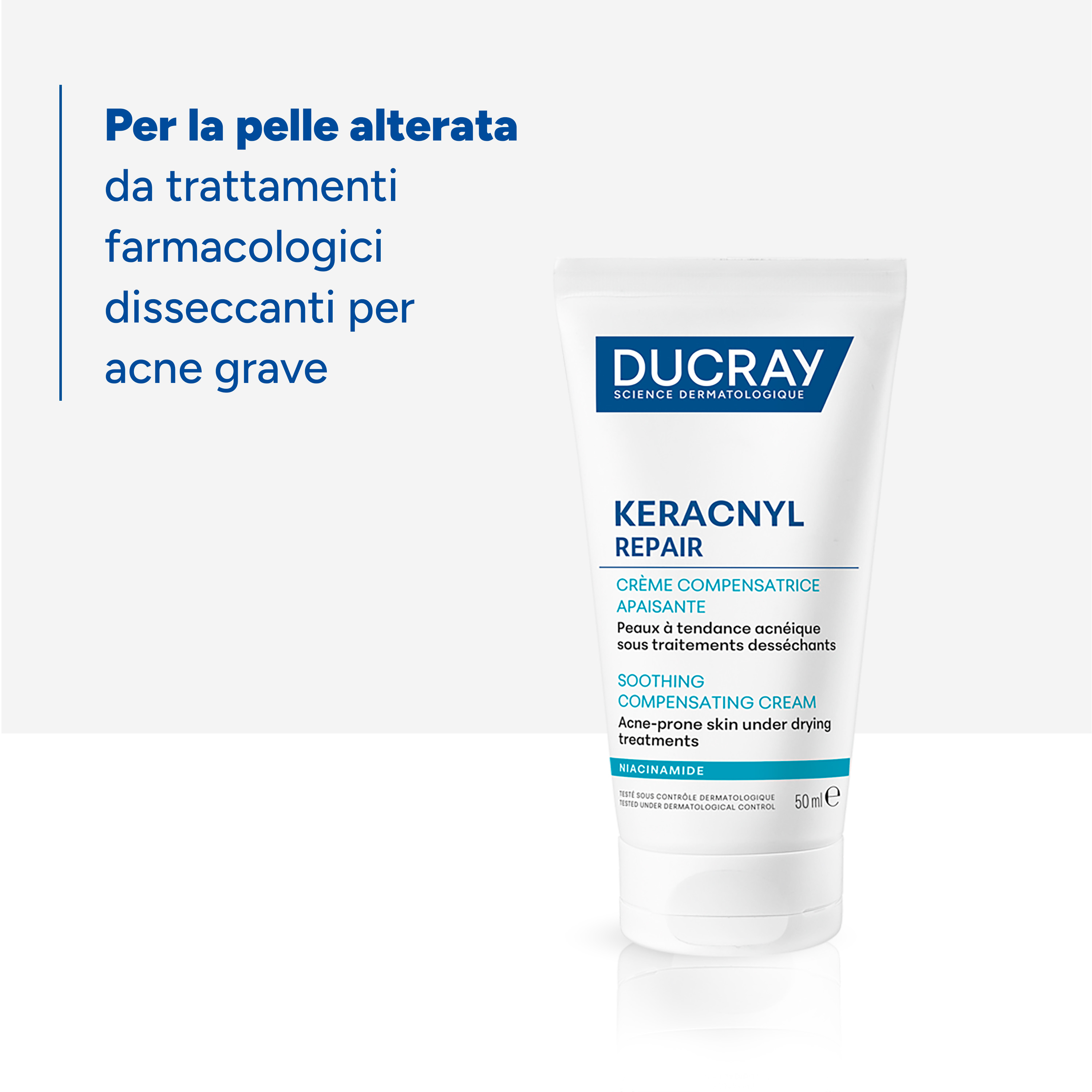 Ducray Keracnyl Repair - Crema Compensatrice Lenitiva Per Pelle Acneica 50 ml