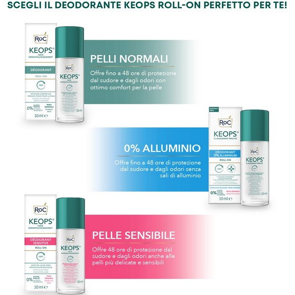RoC KEOPS Deodorante Roll-On pelle normale 48h 30mL