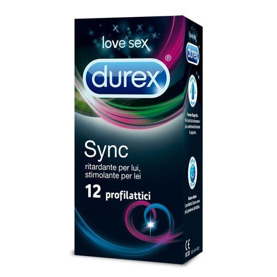 Durex Sync - Preservativi ritardanti per lui e stimolanti per lei - 12 pezzi