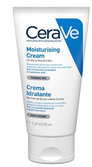 CeraVe Crema Idratante, Per Pelli Da Secche a Molto Secche Per il Corpo e il Viso, 50 ml