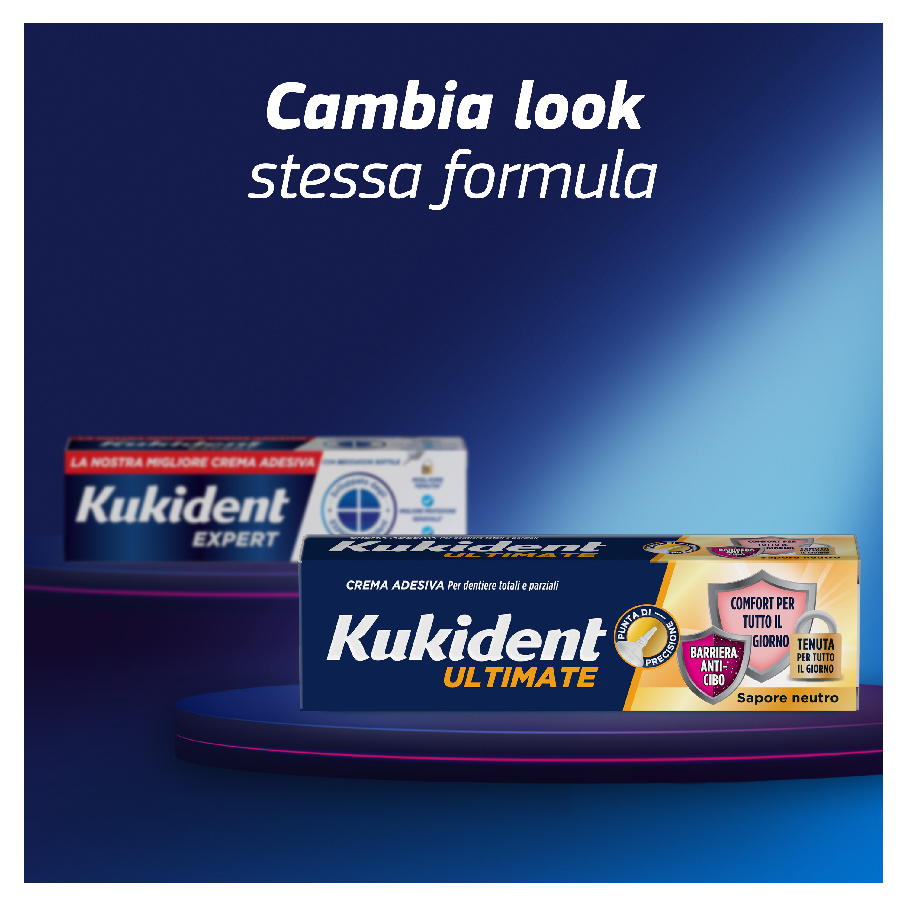 Kukident Ultimate Barriera Anti-cibo. Crema Adesiva Per Dentiere Totali e Parziali. Sapore Neutro 57g