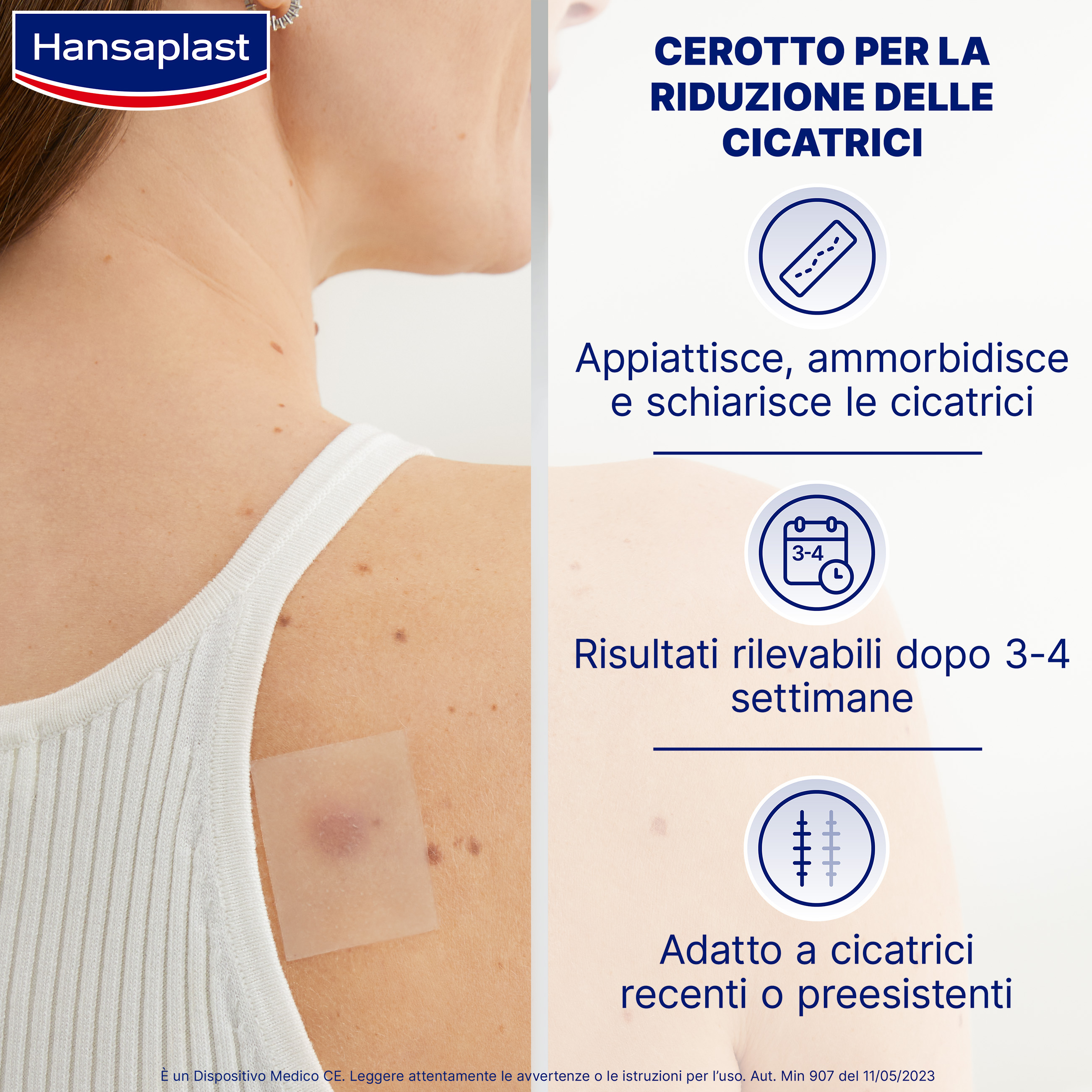 Hansaplast Cerotti Riduzione delle Cicatrici, Cerotti cicatrici trasparenti e discreti, 21 pezzi