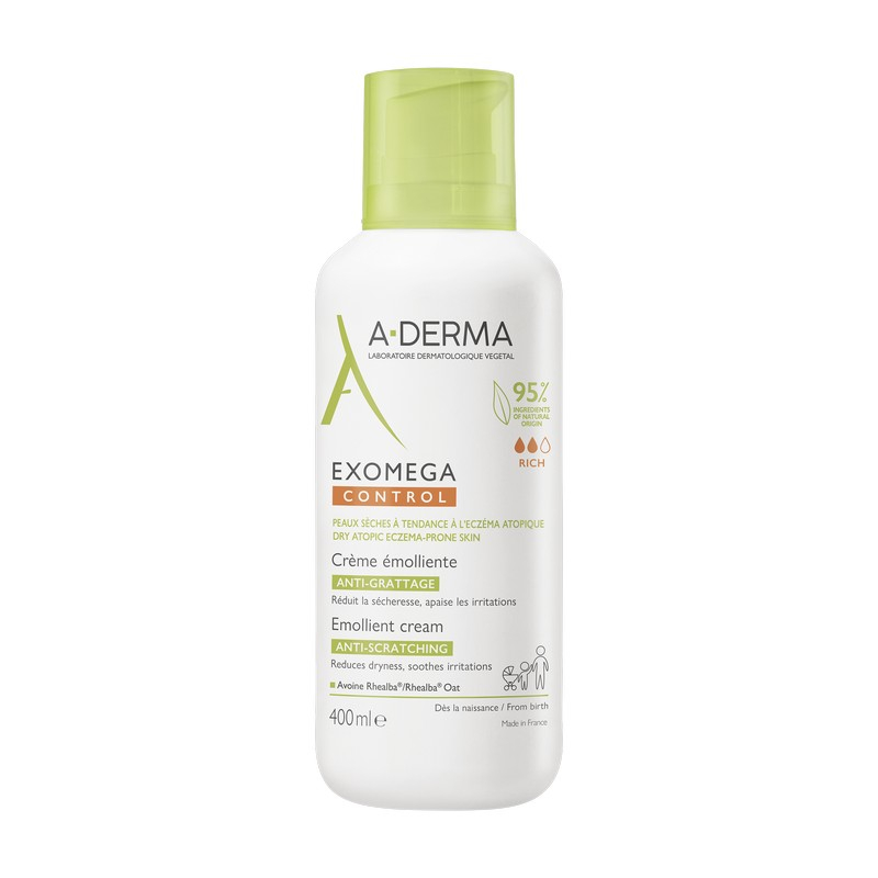 A-Derma Exomega Control Crema emolliente  “anti-grattage”, pelle secca a tendenza atopica, 400ml 