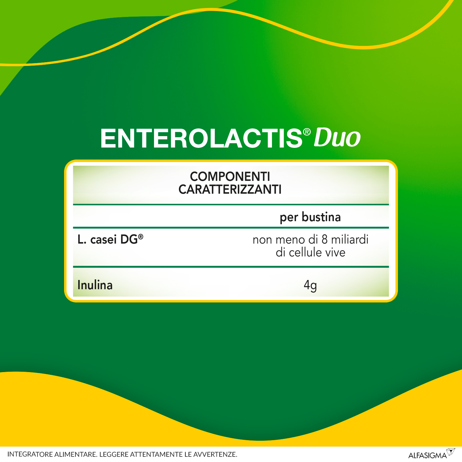 Enterolactis Duo, Integratore Alimentare con Fermenti lattici, probiotici L,Casei DG, 8 Miliardi Cellule Vive, Con Fruttosio, Senza Glutine e Lattosio, 10 Bustine