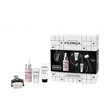 FILORGA EXPERT BOX REGENER - NCEF-SHOT siero rivitalizzante intenso anti-age 15 ml + TIME-FILLER 5XP crema correttore antirughe 15 ml + NCEF-NIGHT MASK maschera notte rivitalizzante + Rullo massaggiante