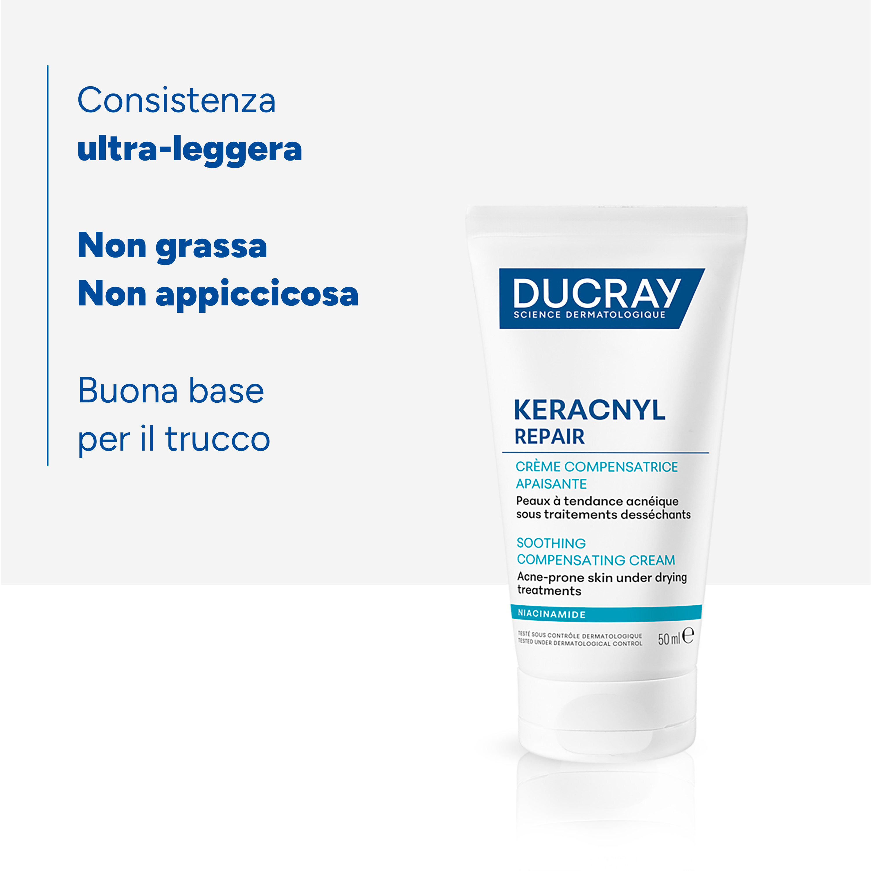 Ducray Keracnyl Repair - Crema Compensatrice Lenitiva Per Pelle Acneica 50 ml