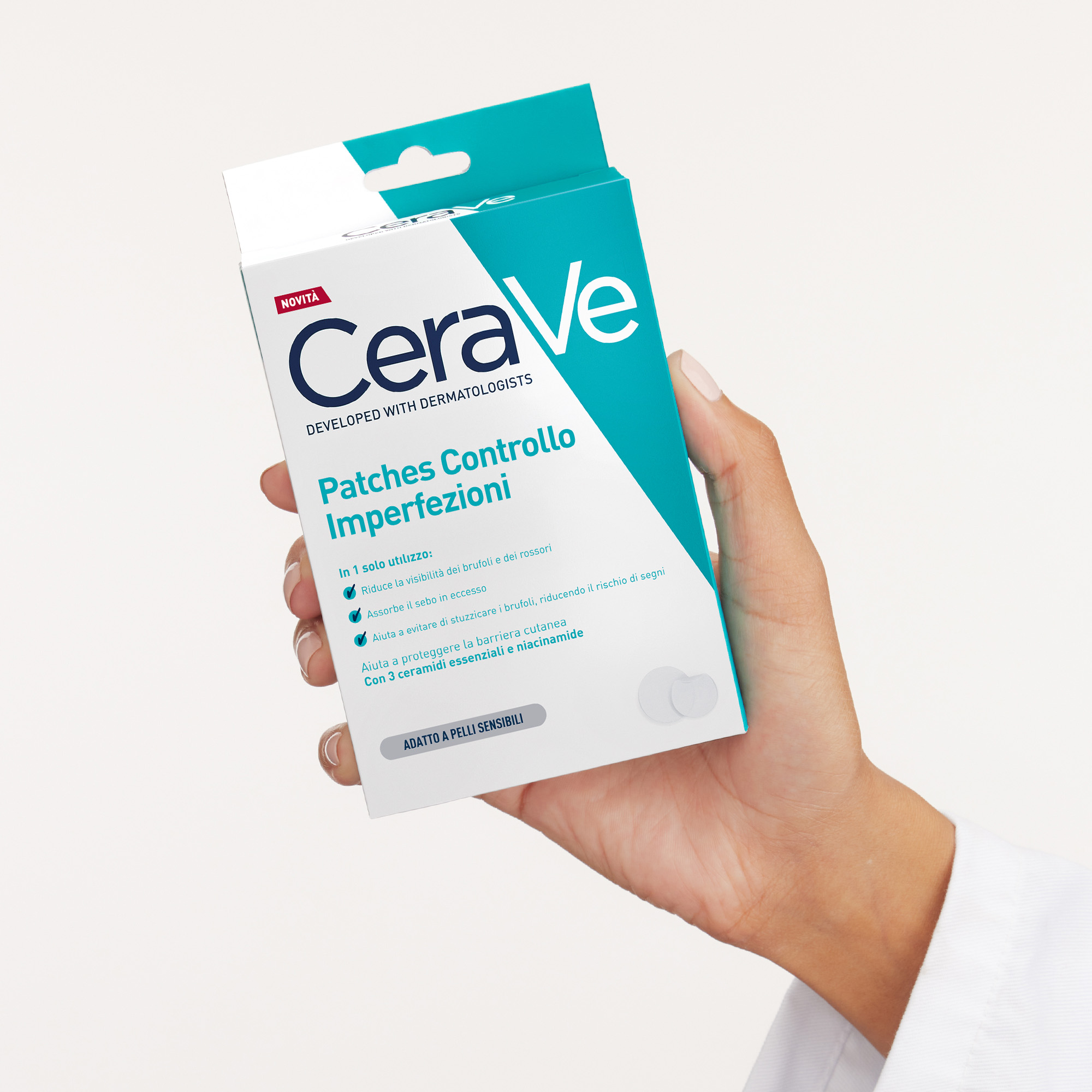 CeraVe Patches Idrocolloidali Anti Brufoli, Per Pelli a Tendenza Acneica, Trasparenti e Invisibili sulla Pelle, Non lascia segni, Con Niacinamide e 3 Ceramidi Essenziali, 22 Pezzi
