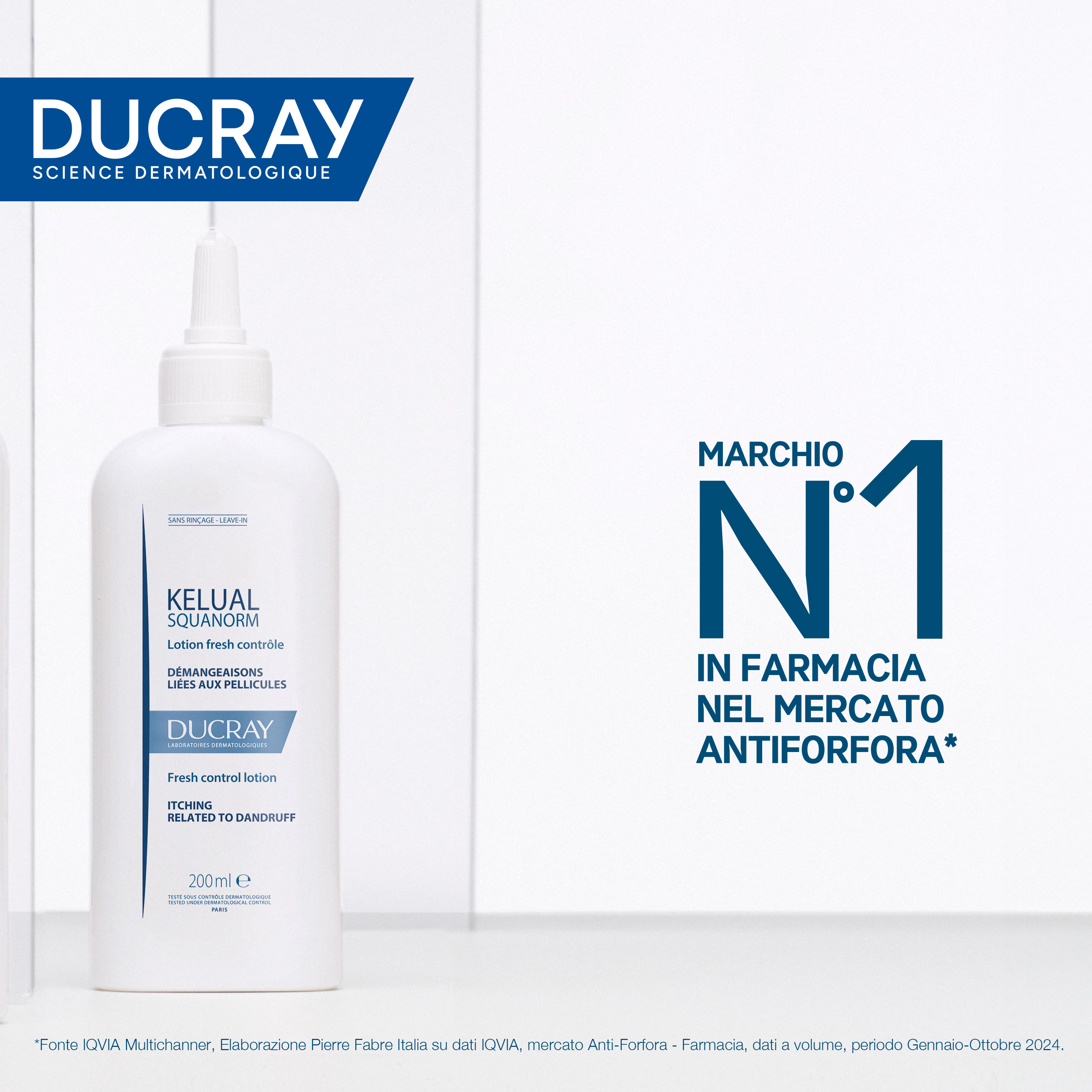 Ducray Kelual Squanorm Fresh Control Lozione, Elimina la Forfora e Lenisce la Sensazione di Prurito, 200ml 