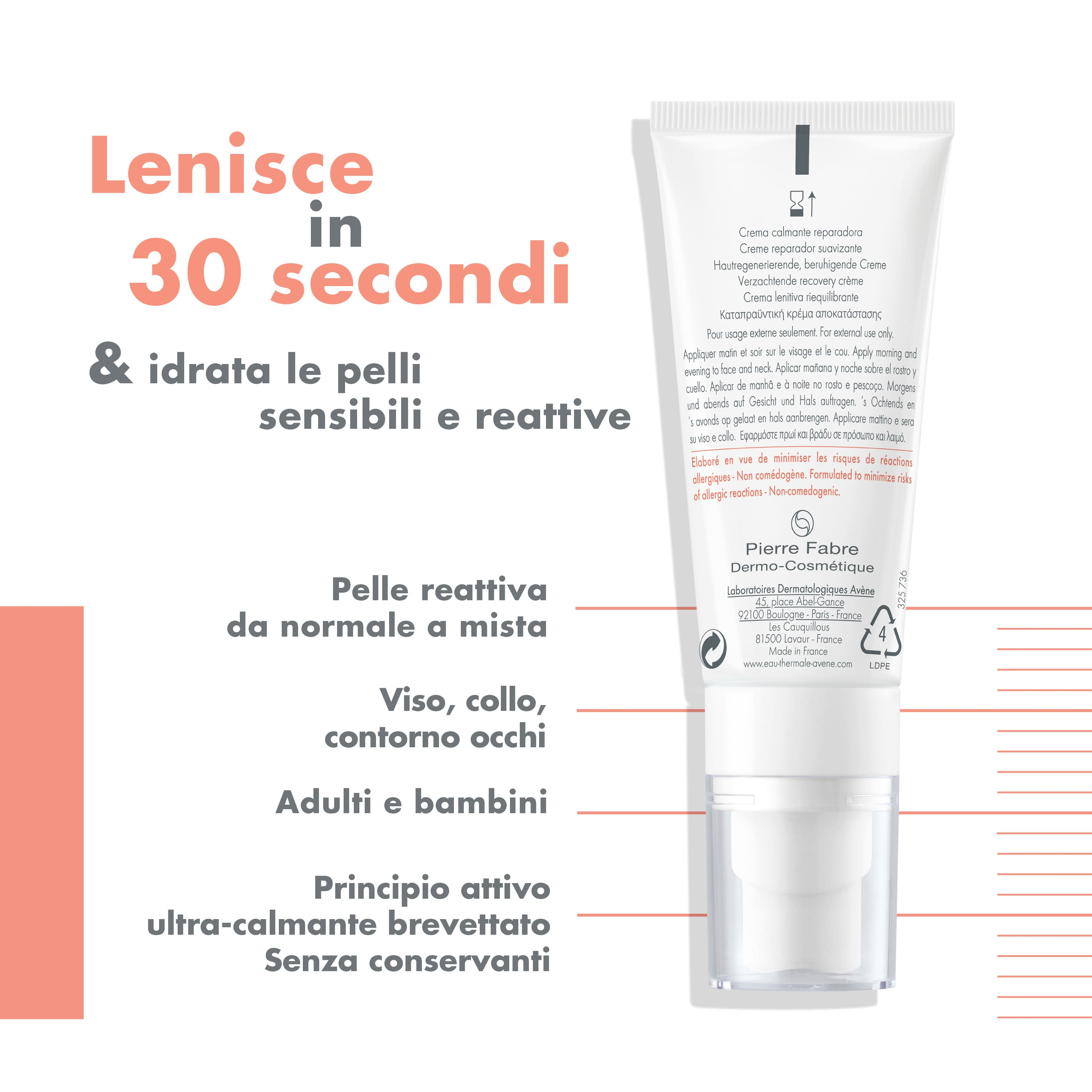 Eau Thermale Avène Tolérance Control Crema Lenitiva Riequilibrante, Lenisce la pelle in 30 secondi, Pelle Ipersensibile, reattiva, intollerante o a tendenza allergica, 40ml 