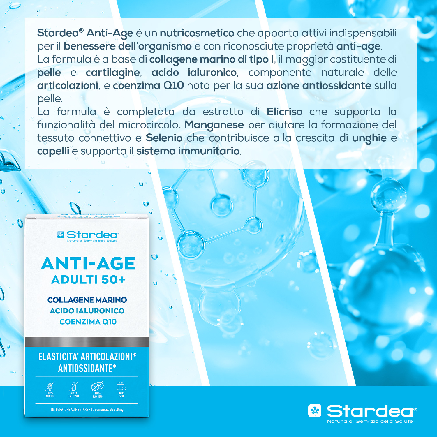 STARDEA ANTI-AGE  Compresse - INTEGRATORE ALIMENTARE COLLAGENE MARINO COENZIMA Q10 ACIDO IALURONICO