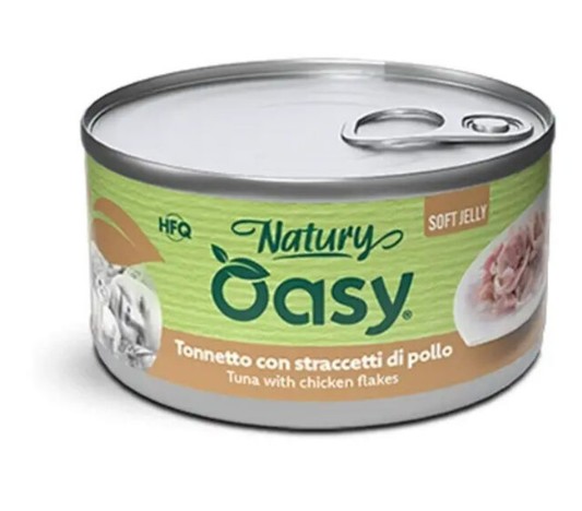 OASY GATTO NATURY SOFT JELLY TONNETTO CON STRACETTI DI POLLO 150GR (lattina)
