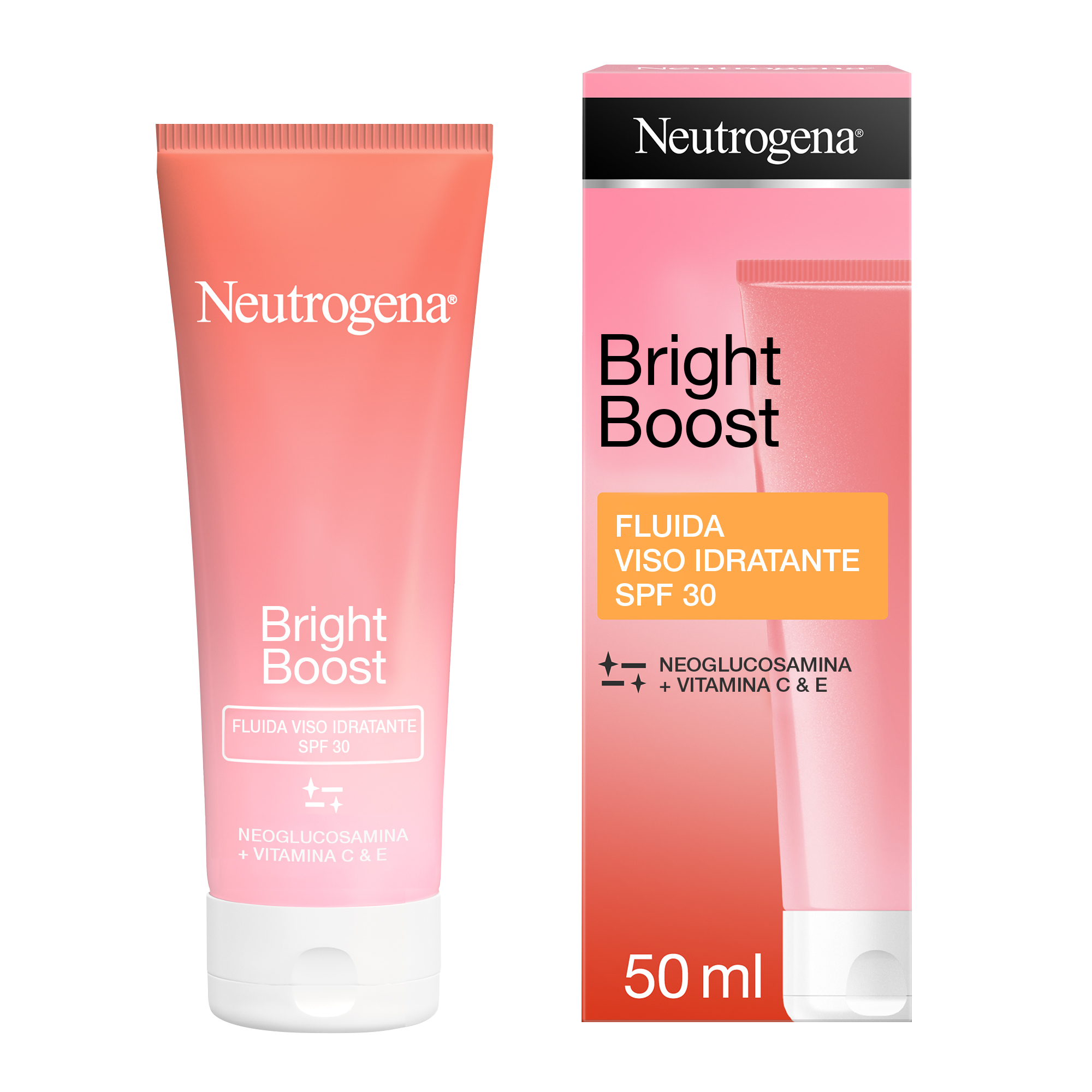Neutrogena Bright Boost Fluida Idratante per tutti i tipi di pelle SPF 30 con Neoglucosamina  50 ml