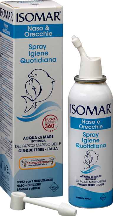 Isomar Naso e Orecchie - Spray igiene quotidiana con acqua di mare - 100 ml - Confezione promo